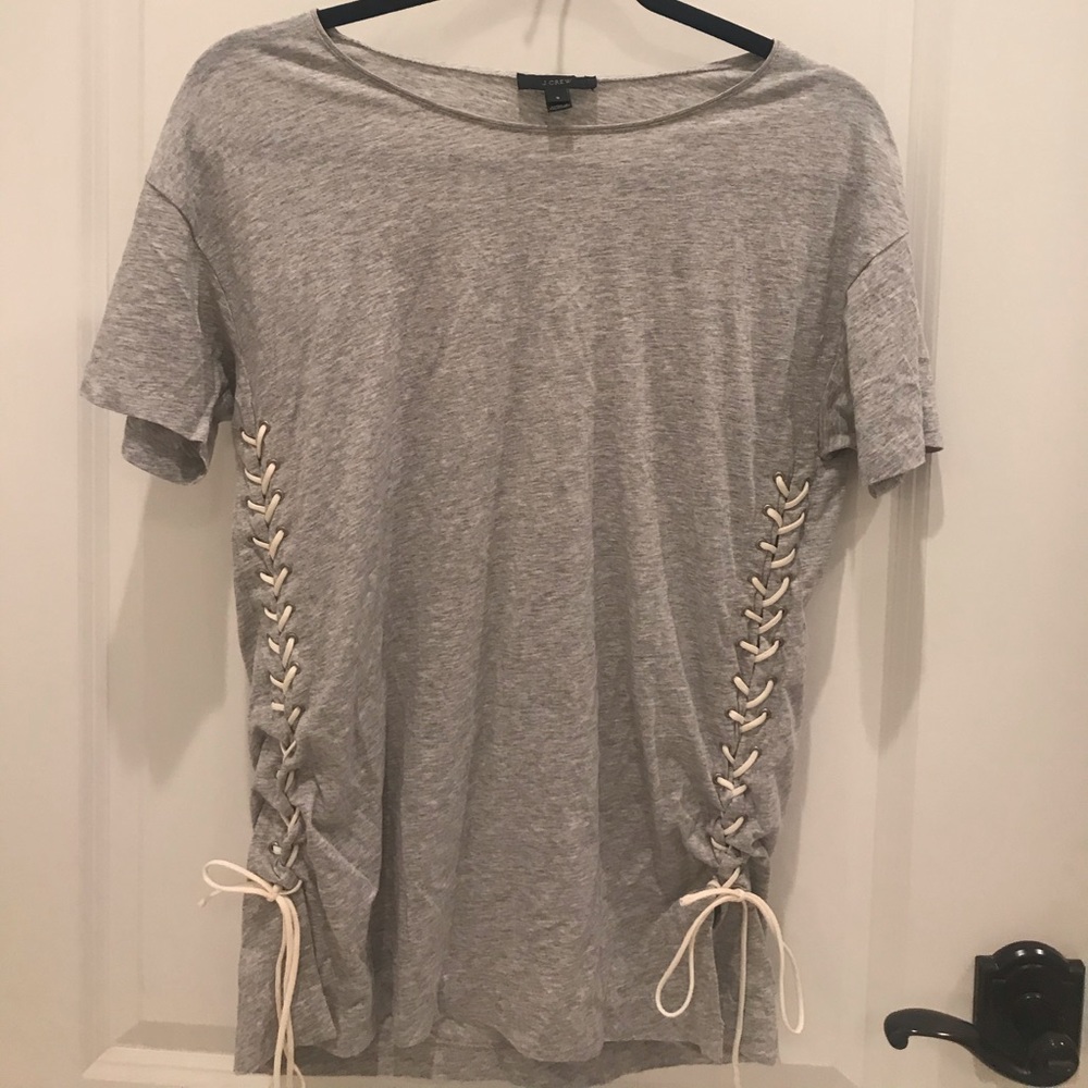 J.Crew tie-side top gray and cream